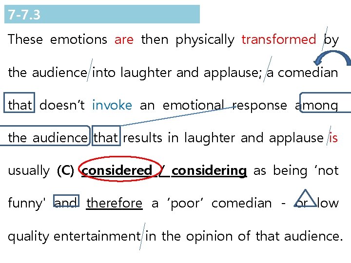 7 -7. 3 These emotions are then physically transformed by the audience into laughter