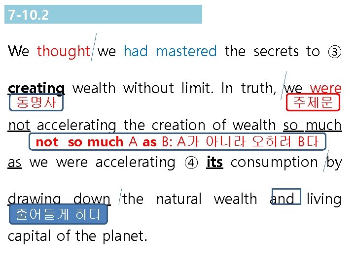 7 -10. 2 We thought we had mastered the secrets to ③ creating wealth