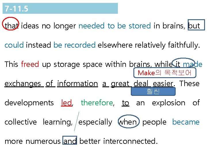 7 -11. 5 that ideas no longer needed to be stored in brains, but