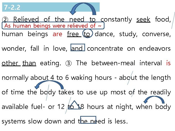 7 -2. 2 ② Relieved of the need to constantly seek food, As human