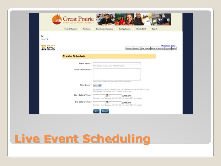 Live Event Scheduling 