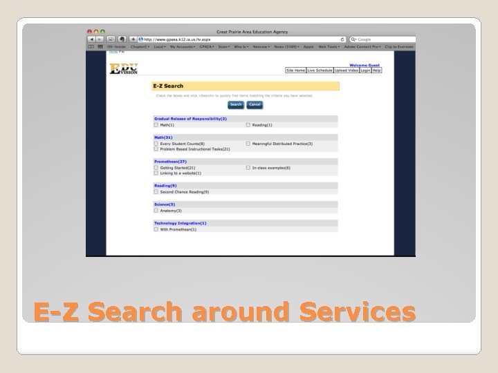 E-Z Search around Services 