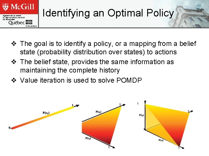 Identifying an Optimal Policy v The goal is to identify a policy, or a