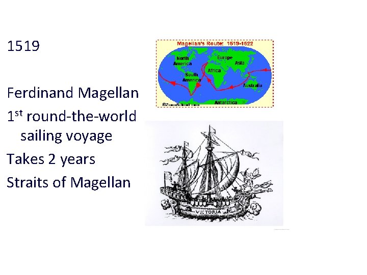 Surface Exploration 1519 Ferdinand Magellan 1 st round-the-world sailing voyage Takes 2 years Straits