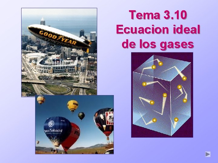 ÍNDICE Tema 3. 10 Ecuacion ideal de los gases 