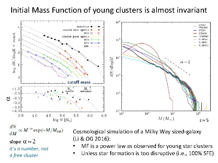Initial Mass Function of young clusters is almost invariant cutoff mass z 5 slope