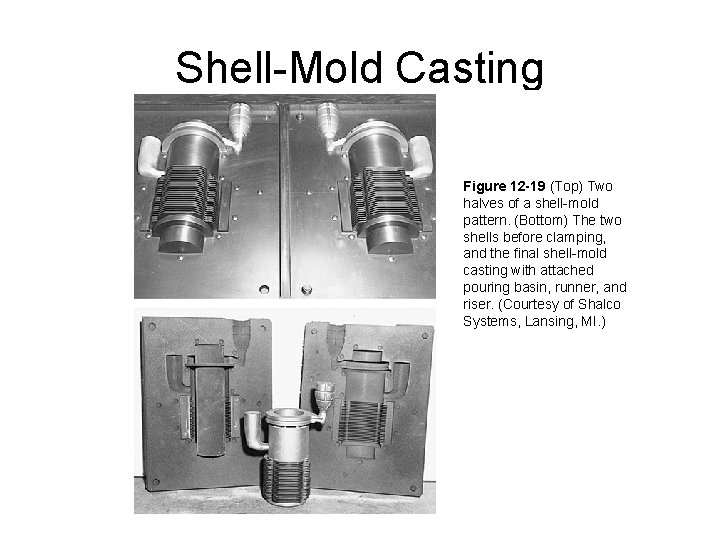 Shell-Mold Casting Figure 12 -19 (Top) Two halves of a shell-mold pattern. (Bottom) The