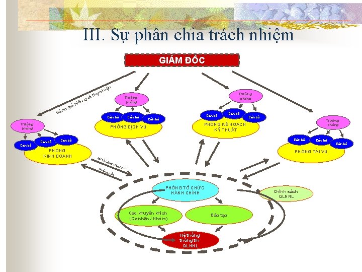 III. Sự phân chia trách nhiệm GIÁM ĐỐC iện uả h án giá q