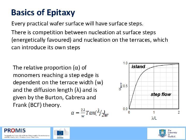 Basics of Epitaxy Every practical wafer surface will have surface steps. There is competition