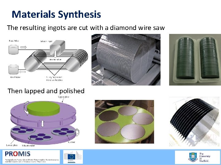 Materials Synthesis The resulting ingots are cut with a diamond wire saw Then lapped