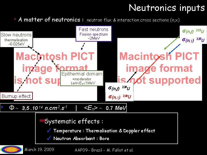 Neutronics inputs • A matter of neutronics : neutron flux & interaction cross sections