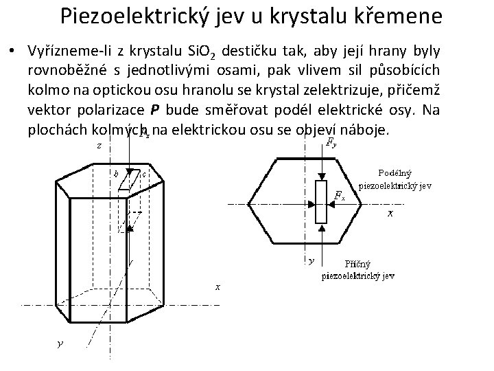 Piezoelektrický jev u krystalu křemene • Vyřízneme-li z krystalu Si. O 2 destičku tak,