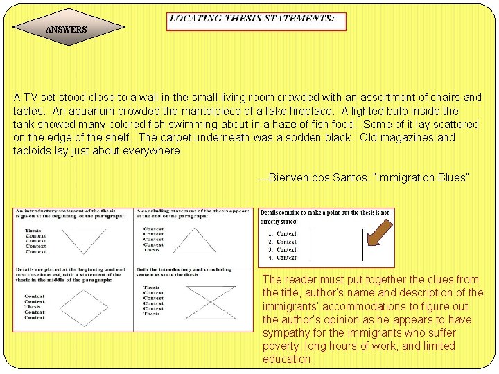 ANSWERS A TV set stood close to a wall in the small living room