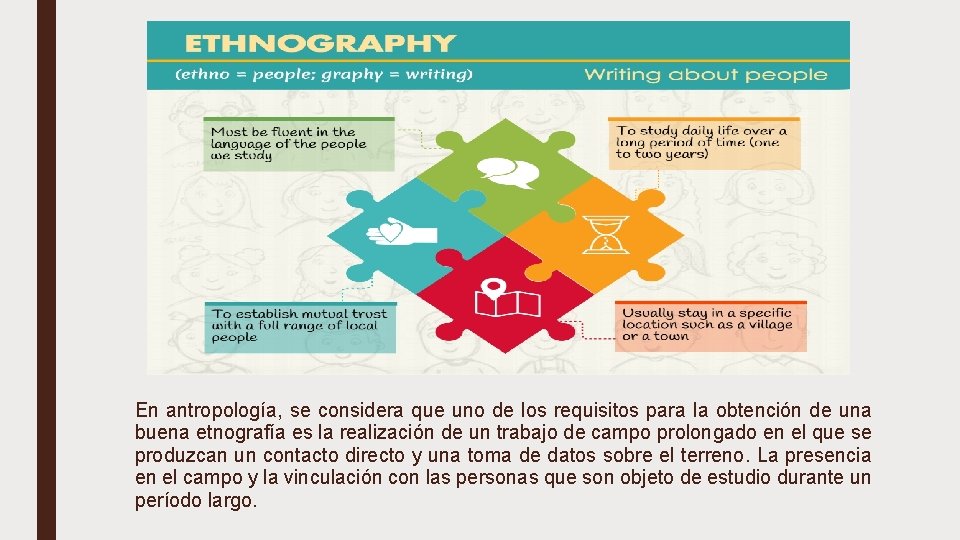 En antropología, se considera que uno de los requisitos para la obtención de una