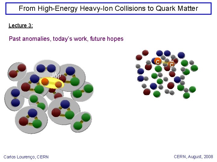 From High-Energy Heavy-Ion Collisions to Quark Matter Lecture 3: Past anomalies, today’s work, future