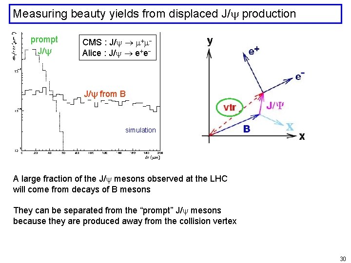 Measuring beauty yields from displaced J/ production prompt J/ CMS : J/ m+m Alice