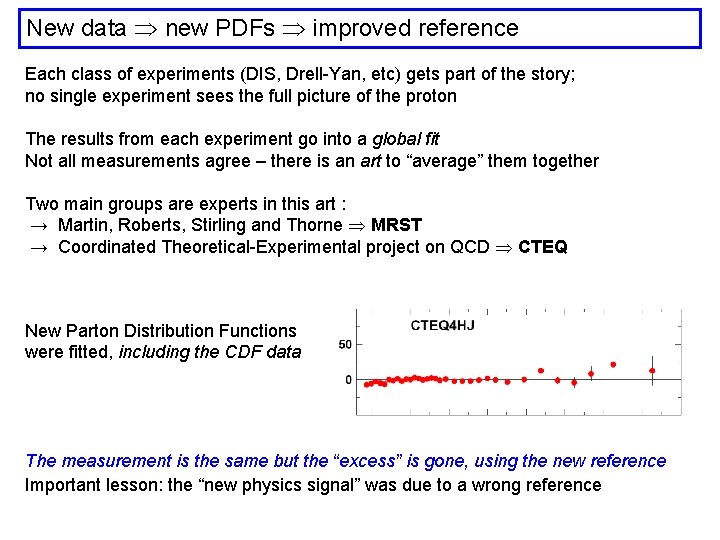 New data new PDFs improved reference Each class of experiments (DIS, Drell-Yan, etc) gets