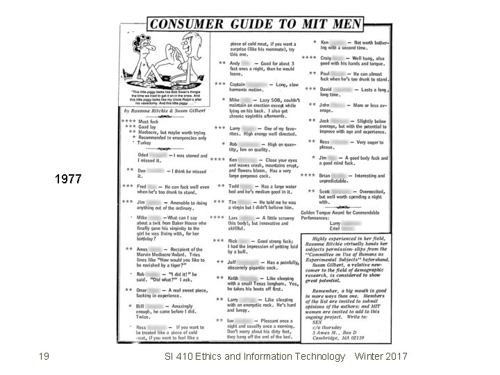 1977 19 SI 410 Ethics and Information Technology Winter 2017 