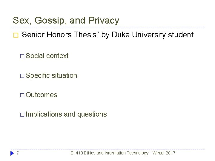 Sex, Gossip, and Privacy � “Senior � Social Honors Thesis” by Duke University student