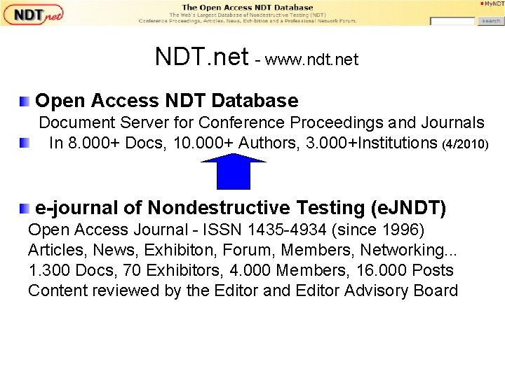 NDT. net - www. ndt. net Open Access NDT Database Document Server for Conference NDT. net - www. ndt. net Open Access NDT Database Document Server for Conference
