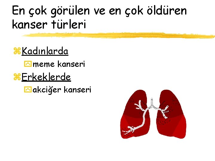 En çok görülen ve en çok öldüren kanser türleri z. Kadınlarda ymeme kanseri z.