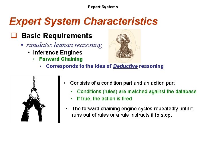 Expert Systems Expert System Characteristics q Basic Requirements • simulates human reasoning • Inference