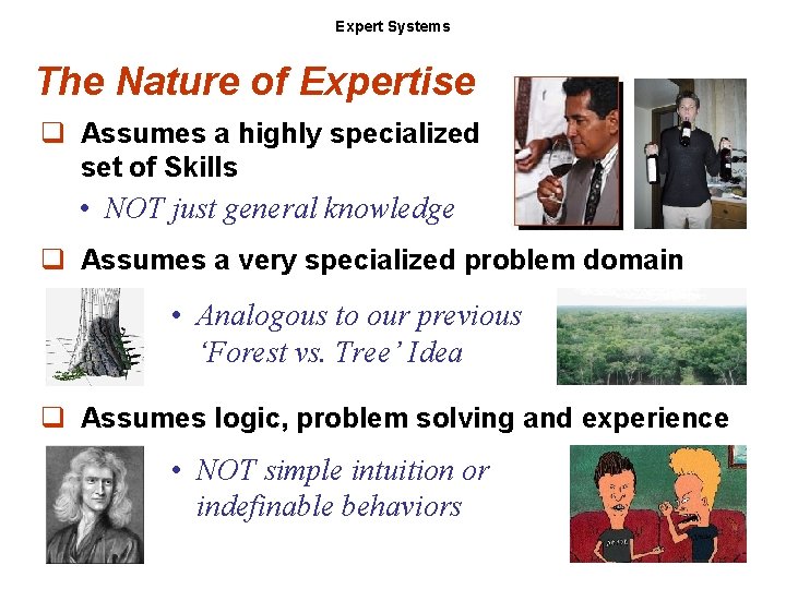 Expert Systems The Nature of Expertise q Assumes a highly specialized set of Skills