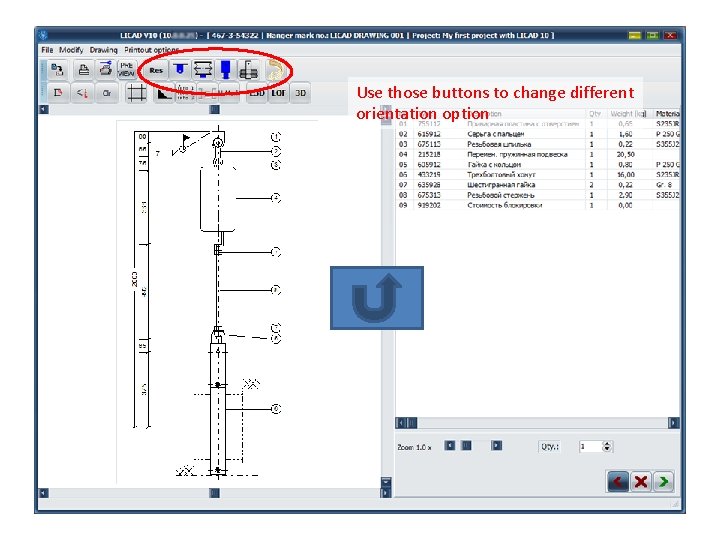 Use those buttons to change different orientation option 