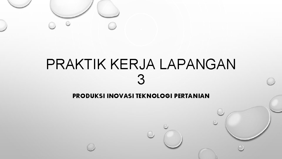 PRAKTIK KERJA LAPANGAN 3 PRODUKSI INOVASI TEKNOLOGI PERTANIAN 