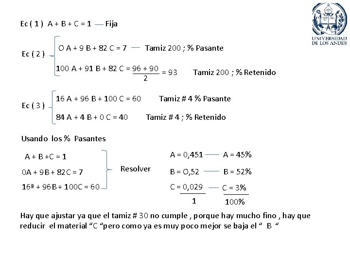 Ec ( 1 ) A + B + C = 1 Ec ( 2