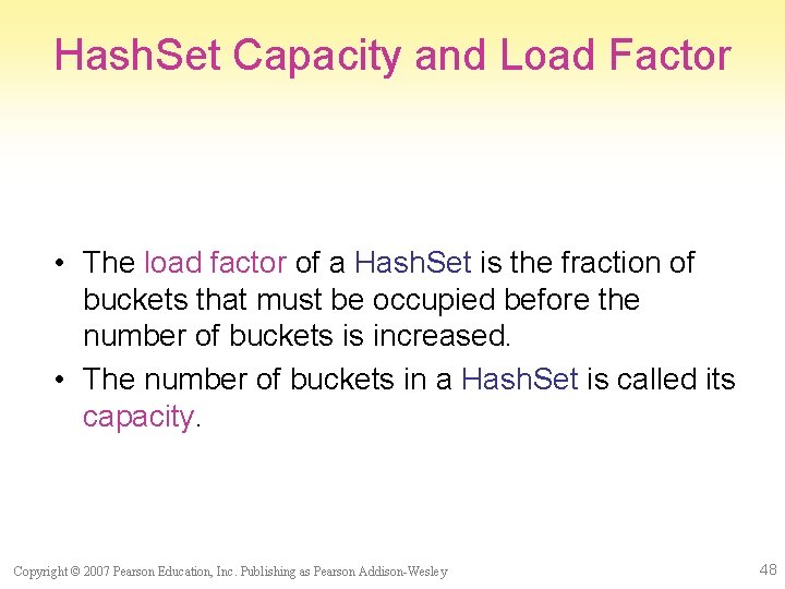 Hash. Set Capacity and Load Factor • The load factor of a Hash. Set