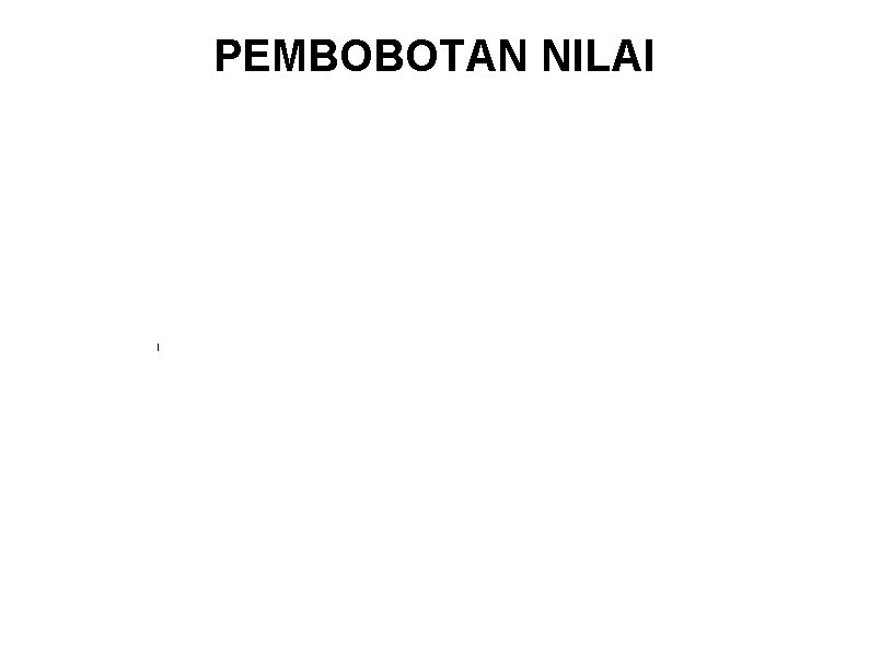 PEMBOBOTAN NILAI CARA PEMBOBOTAN NILAI UTS UAS TUGAS KEHADIRAN A : >= 80; B+