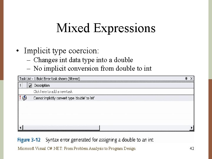 Mixed Expressions • Implicit type coercion: – Changes int data type into a double Mixed Expressions • Implicit type coercion: – Changes int data type into a double