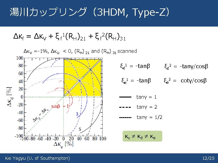 湯川カップリング（3 HDM, Type-Z） Δκf = ΔκV + ξ f 1(RH)21 + ξ f 2(RH)31