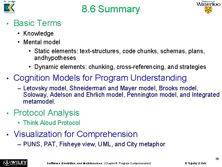 8. 6 Summary • Basic Terms • Knowledge • Mental model • Static elements: