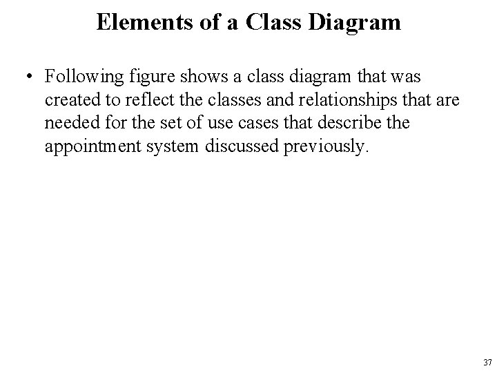 Elements of a Class Diagram • Following figure shows a class diagram that was