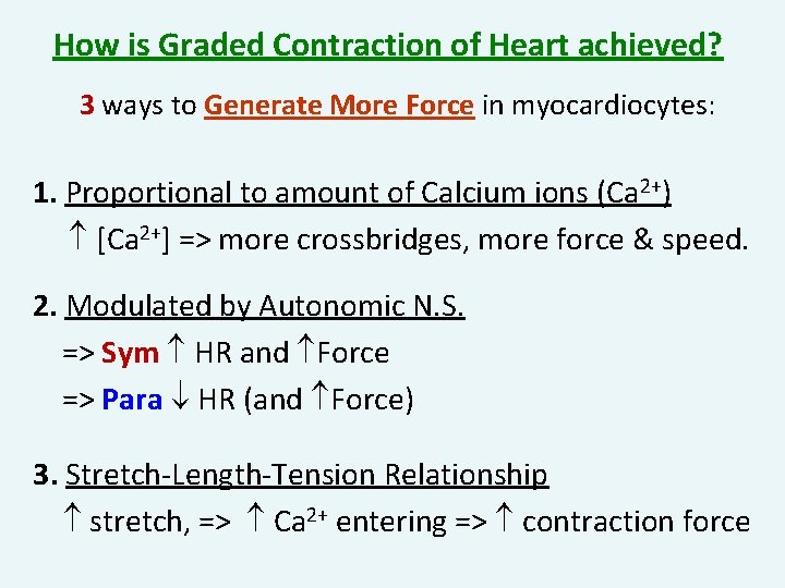 How is Graded Contraction of Heart achieved? 3 ways to Generate More Force in