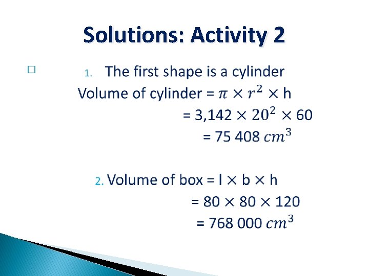 Solutions: Activity 2 � 