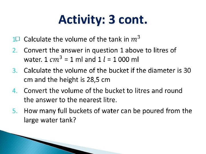 Activity: 3 cont. � 