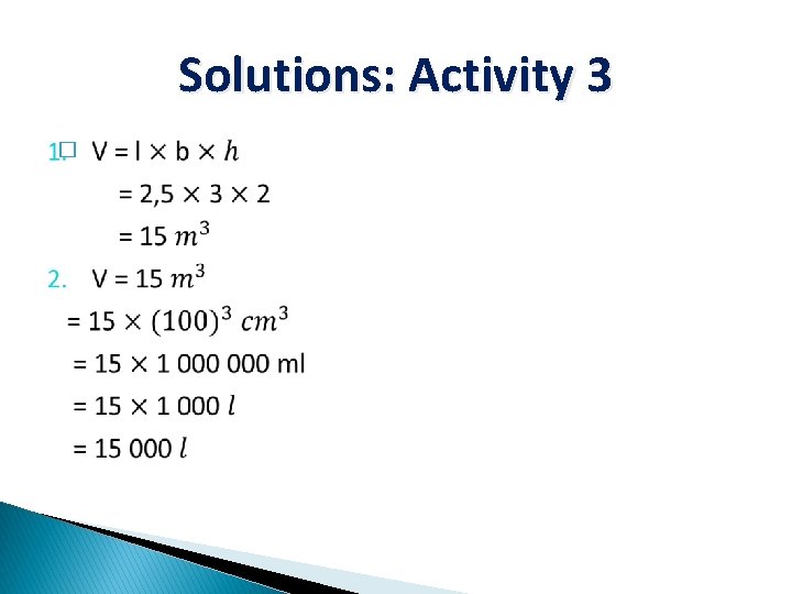 Solutions: Activity 3 � 