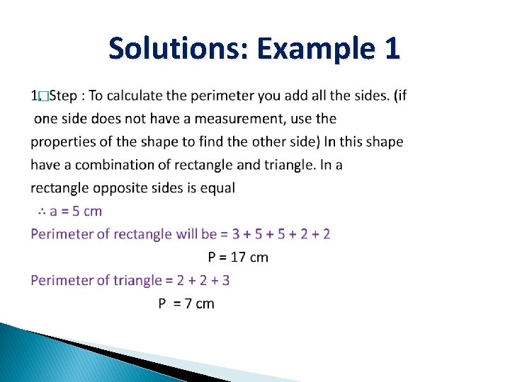 Solutions: Example 1 � 