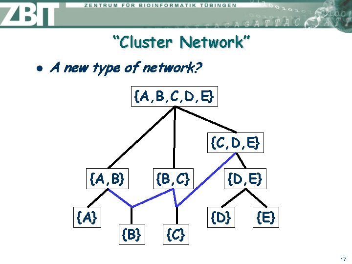 “Cluster Network” l A new type of network? {A, B, C, D, E} {A,