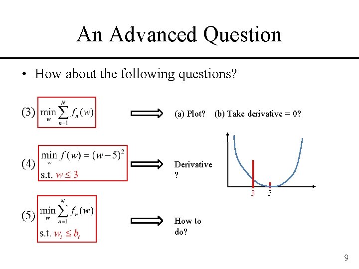 An Advanced Question • How about the following questions? (3) (a) Plot? (4) Derivative