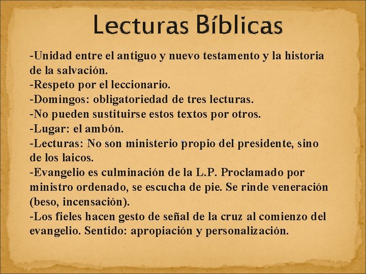 Lecturas Bíblicas -Unidad entre el antiguo y nuevo testamento y la historia de la