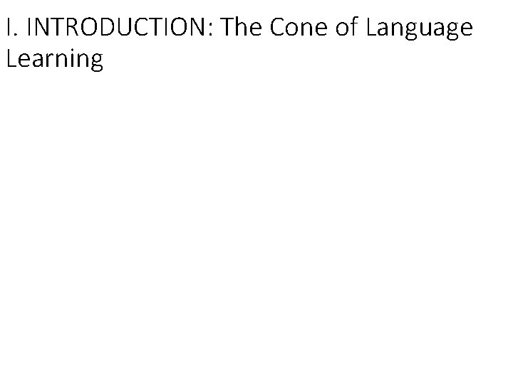 I. INTRODUCTION: The Cone of Language Learning 