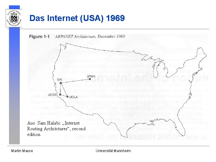 Das Internet (USA) 1969 Aus: Sam Halabi: „Internet Routing Architctures“, second edition. Martin Mauve