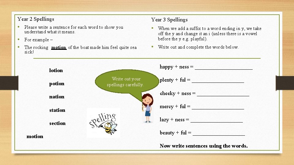 Year 2 Spellings • Please write a sentence for each word to show you