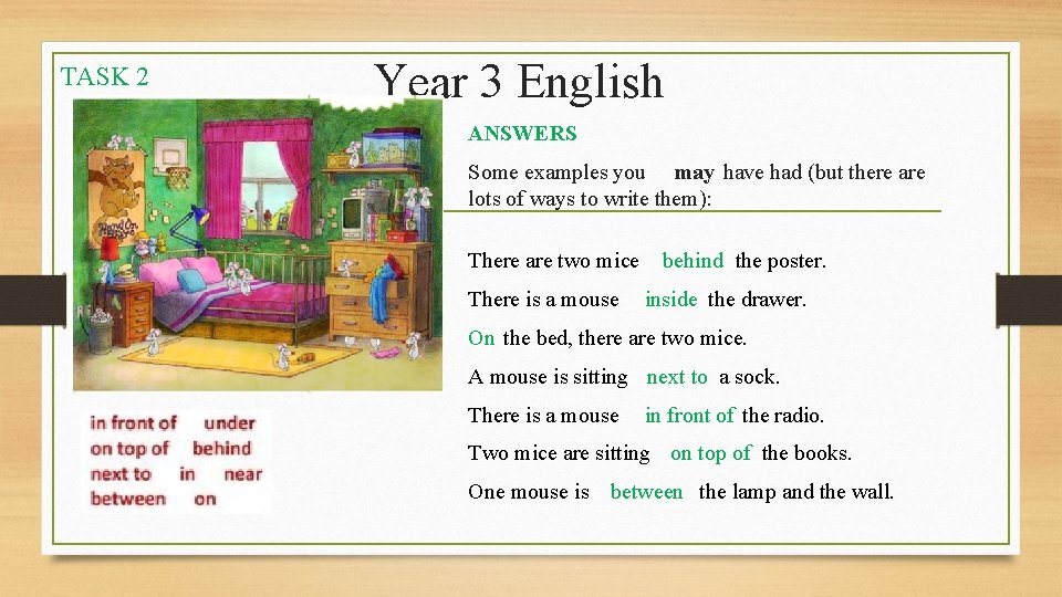 TASK 2 Year 3 English ANSWERS Some examples you may have had (but there