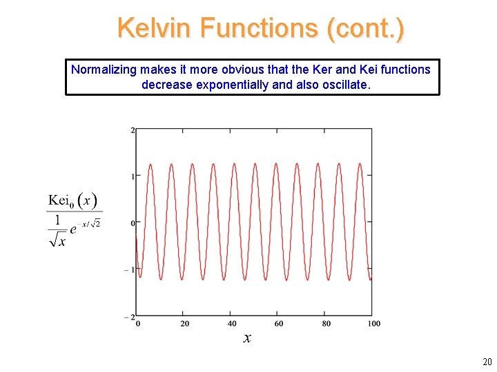 Kelvin Functions (cont. ) Normalizing makes it more obvious that the Ker and Kei