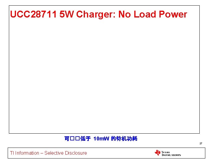 UCC 28711 5 W Charger: No Load Power 可��低于 10 m. W 的待机功耗 27